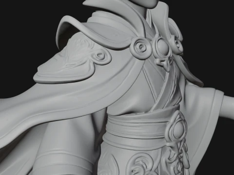 Young Mage with Staff Statue Design 4 - 3D Print Model 3D Print Model