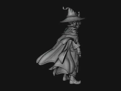 Young Mage with Staff Statue Design 4 - 3D Print Model 3D Print Model