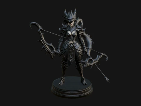 Dragon Archer Woman Statue Design 2 - 3D Print Model 3D Print Model