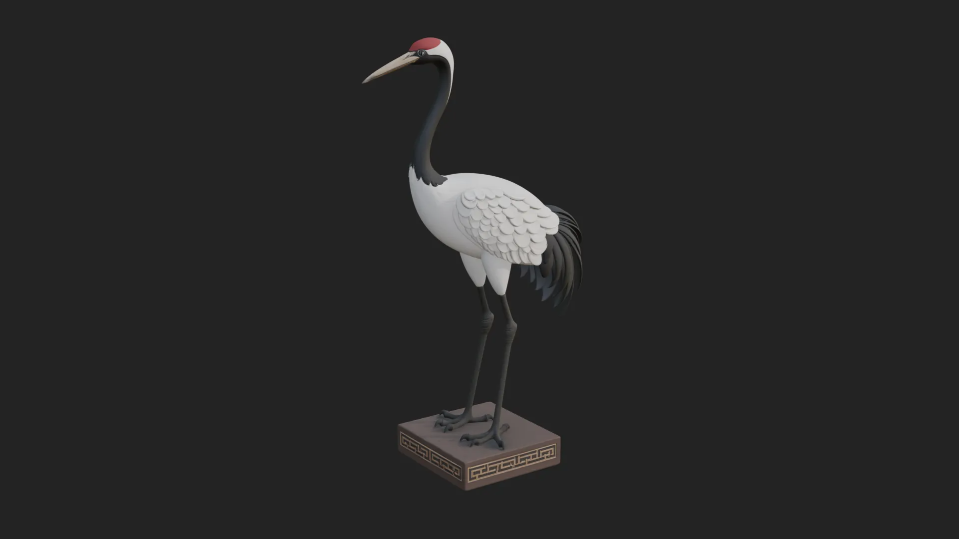 Crane on Pedestal Statue Design 3 - 3D Print Model 3D Print Model .c4d .max .obj .3ds .fbx .stl .blend