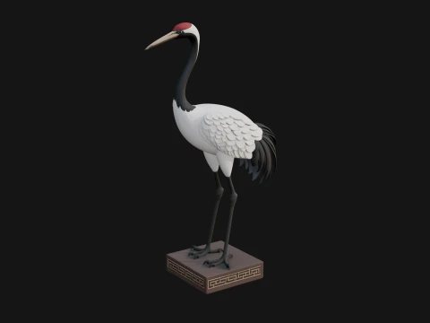 Crane on Pedestal Statue Design 3 - 3D Print Model Modello di stampa 3D