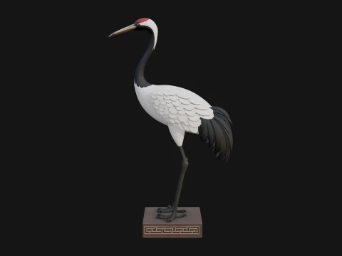 Crane on Pedestal Statue Design 3 - 3D Print Model 3D Print Model