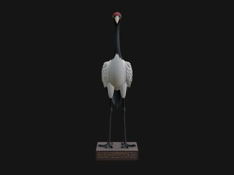 Crane on Pedestal Statue Design 3 - 3D Print Model 3D Print Model