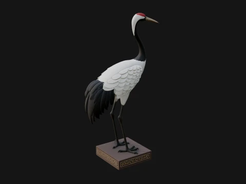 Crane on Pedestal Statue Design 3 - 3D Print Model 3D Print Model