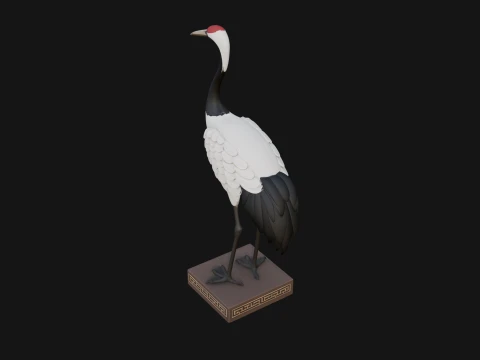 Crane on Pedestal Statue Design 3 - 3D Print Model 3D Print Model