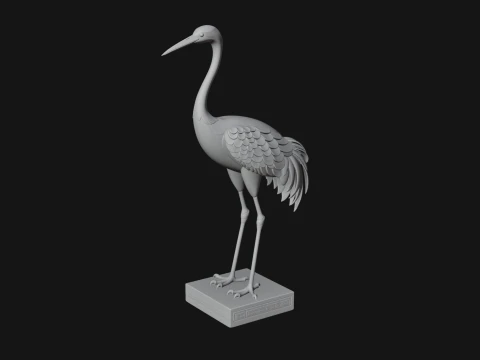 Crane on Pedestal Statue Design 3 - 3D Print Model 3D Print Model