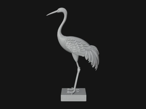 Crane on Pedestal Statue Design 3 - 3D Print Model 3D Print Model