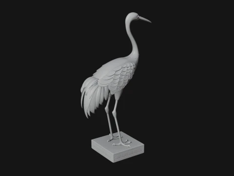 Crane on Pedestal Statue Design 3 - 3D Print Model 3D Print Model