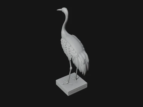 Crane on Pedestal Statue Design 3 - 3D Print Model 3D Print Model