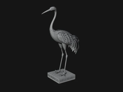 Crane on Pedestal Statue Design 3 - 3D Print Model 3D Print Model