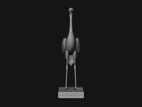 Crane on Pedestal Statue Design 3 - 3D Print Model 3D Print Model