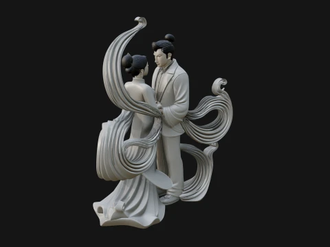 Robed Couple Statue Design 3 - 3D Print Model 3D Print Model