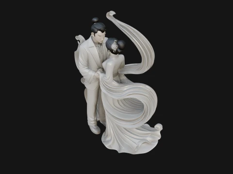 Robed Couple Statue Design 3 - 3D Print Model 3D Print Model