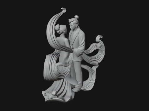 Robed Couple Statue Design 3 - 3D Print Model 3D Print Model