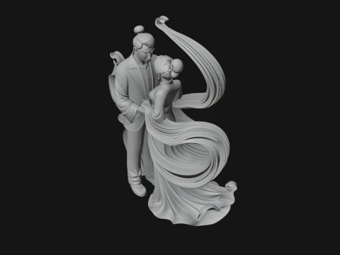 Robed Couple Statue Design 3 - 3D Print Model 3D Print Model