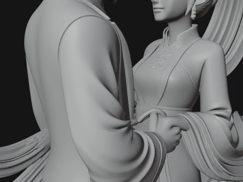 Robed Couple Statue Design 3 - 3D Print Model 3D Print Model