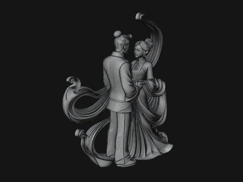 Robed Couple Statue Design 3 - 3D Print Model 3D Print Model