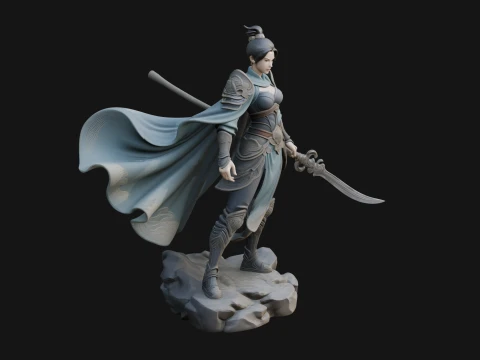 Chinese Swordswoman Statue Design 4 - 3D Print Model 3D Print Model