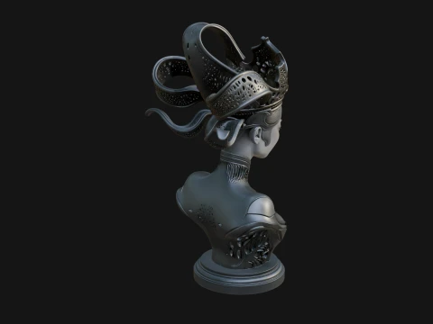 Futuristic Woman Bust Statue Design 15 - 3D Print Model Modèles 3D en vedette