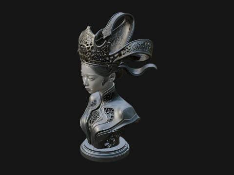 Futuristic Woman Bust Statue Design 15 - 3D Print Model 3D Print Model