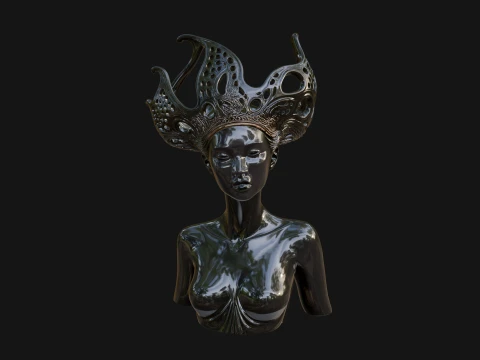 African Queen Bust Statue Design 6 - 3D Print Model 3D Print Model