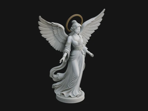 Winged Angel Woman Statue Design 6 - 3D Print Model Modelo de impresión 3D