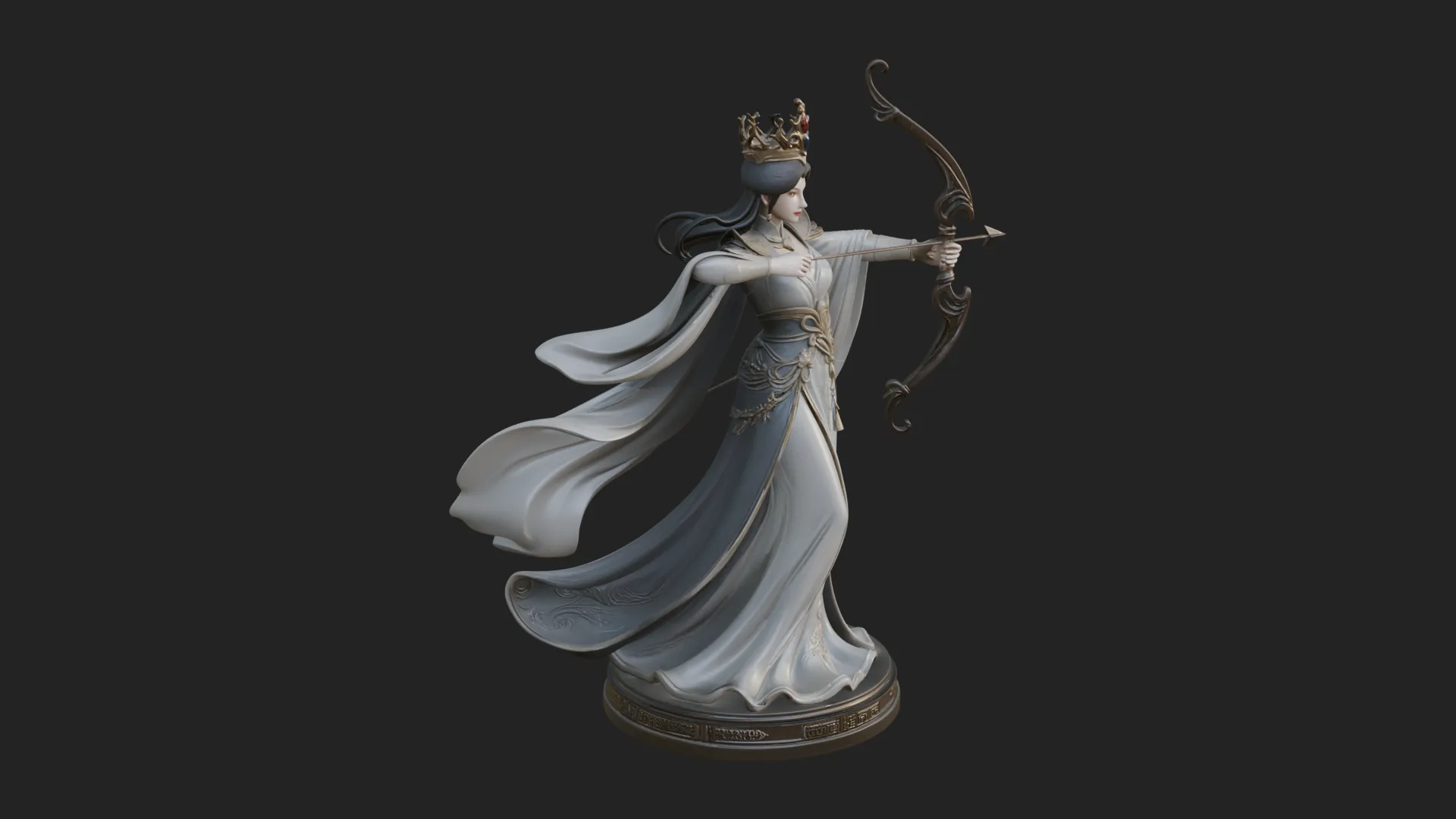 Elven Archer Queen Statue Design 7 - 3D Print Model 3D Print Model .c4d .max .obj .3ds .fbx .stl .blend 