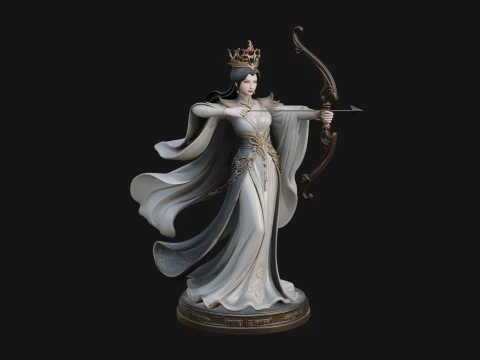 Elven Archer Queen Statue Design 7 - 3D Print Model 3D Print Model