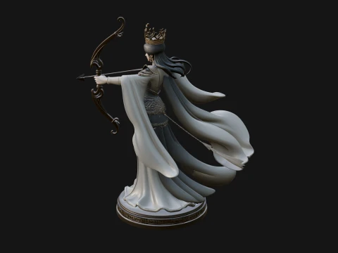 Elven Archer Queen Statue Design 7 - 3D Print Model 3D Print Model