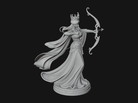 Elven Archer Queen Statue Design 7 - 3D Print Model 3D Print Model