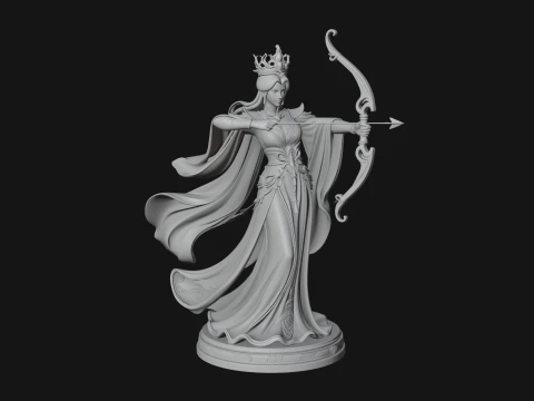 Elven Archer Queen Statue Design 7 - 3D Print Model 3D Print Model