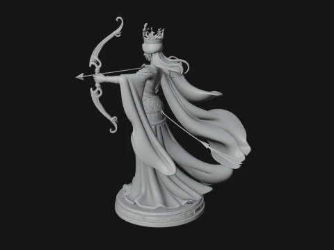 Elven Archer Queen Statue Design 7 - 3D Print Model 3D Print Model