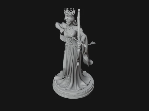 Elven Archer Queen Statue Design 7 - 3D Print Model 3D Print Model