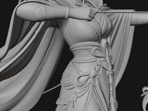 Elven Archer Queen Statue Design 7 - 3D Print Model 3D Print Model