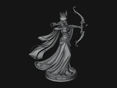 Elven Archer Queen Statue Design 7 - 3D Print Model 3D Print Model
