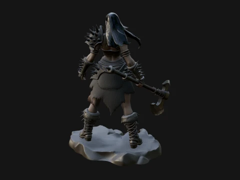 Woman Warrior with Axe Statue Design 4 - 3D Print Model 3D Print Model