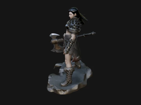 Woman Warrior with Axe Statue Design 4 - 3D Print Model 3D Print Model