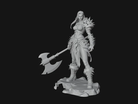 Woman Warrior with Axe Statue Design 4 - 3D Print Model 3D Print Model