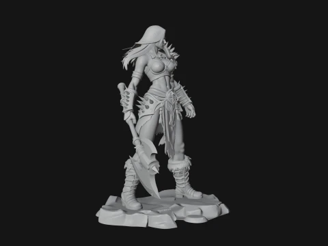 Woman Warrior with Axe Statue Design 4 - 3D Print Model 3D Print Model