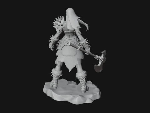 Woman Warrior with Axe Statue Design 4 - 3D Print Model 3D Print Model
