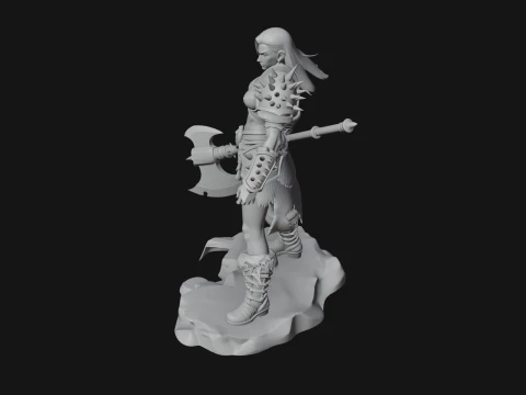 Woman Warrior with Axe Statue Design 4 - 3D Print Model 3D Print Model