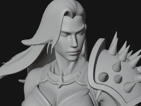 Woman Warrior with Axe Statue Design 4 - 3D Print Model 3D Print Model