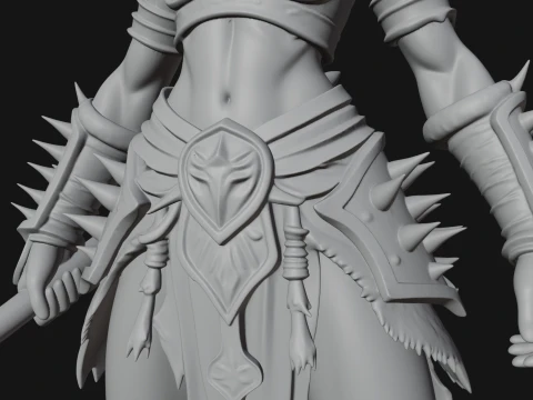 Woman Warrior with Axe Statue Design 4 - 3D Print Model 3D Print Model
