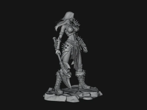 Woman Warrior with Axe Statue Design 4 - 3D Print Model 3D Print Model