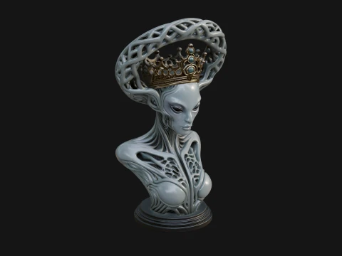 Alien Queen Bust Statue Design 8 - 3D Print Model 3D Print Model
