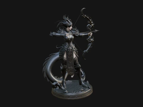Dragon Archer Woman Statue Design 3 - 3D Print Model 3D Print Model