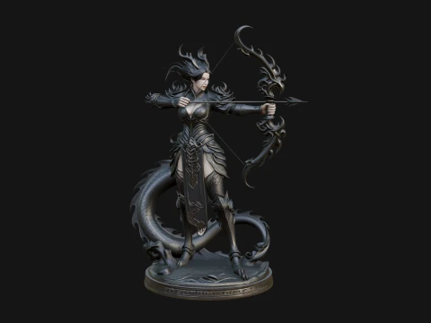 Dragon Archer Woman Statue Design 3 - 3D Print Model 3D Print Model