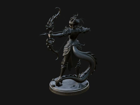 Dragon Archer Woman Statue Design 3 - 3D Print Model 3D Print Model