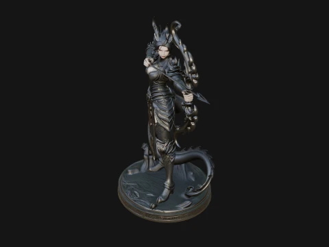 Dragon Archer Woman Statue Design 3 - 3D Print Model 3D Print Model