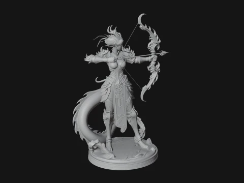 Dragon Archer Woman Statue Design 3 - 3D Print Model 3D Print Model
